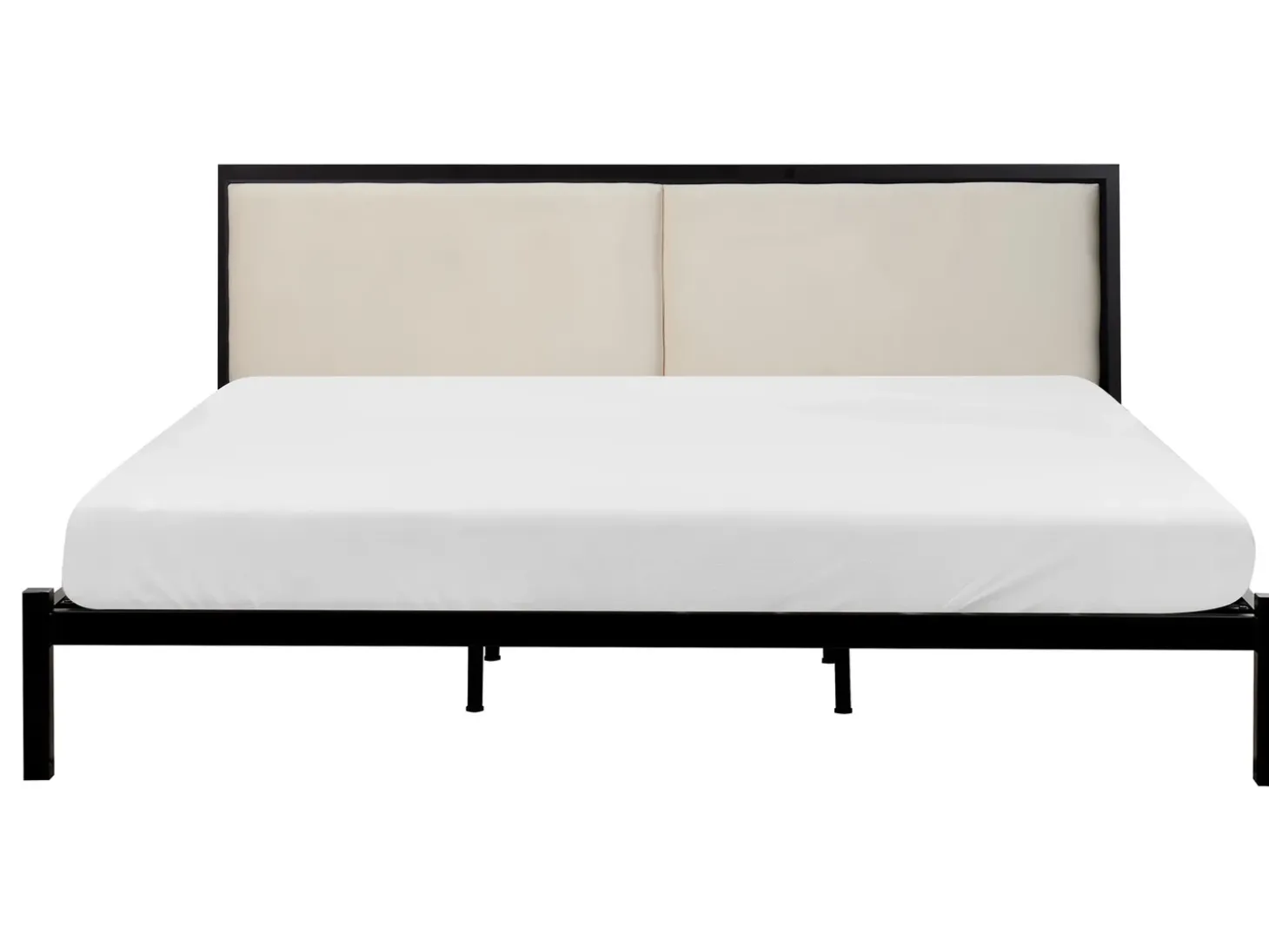 Outlet Łóżko Metal CLAMART 180 x 200 cm Jasnobeżowy Łóżka Metalowe|Łóżka Podwójne