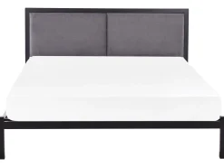 Best Łóżko Metal CLAMART 140 x 200 cm Szary Łóżka Metalowe|Łóżka Podwójne
