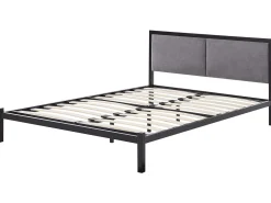 Best Łóżko Metal CLAMART 140 x 200 cm Szary Łóżka Metalowe|Łóżka Podwójne