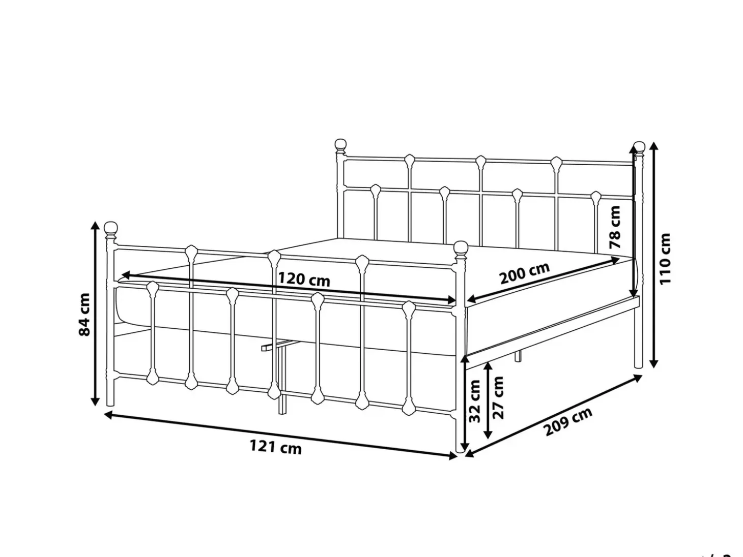 Sale Łóżko Metal LYNX 120 x 200 cm Łóżka Metalowe|Łóżka Podwójne