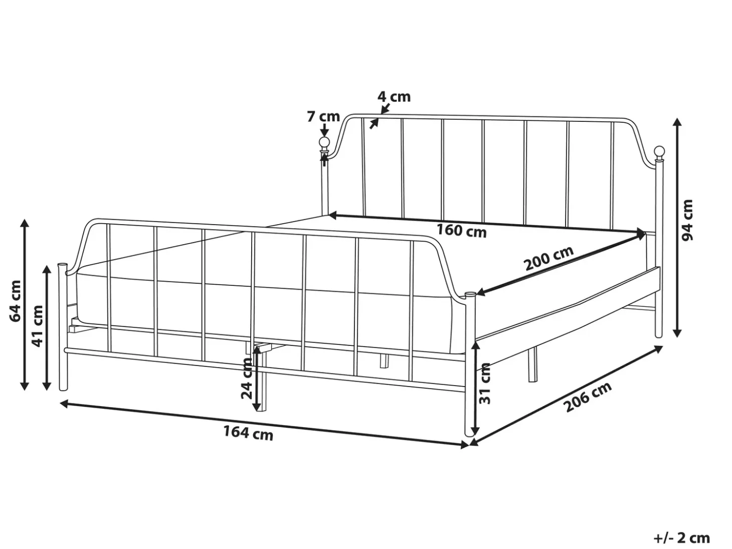 Discount Łóżko Metal MAURESSAC 160 x 200 cm Łóżka Metalowe|Łóżka Podwójne