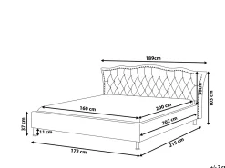 Discount Łóżko METZ 160 x 200 cm Jasnoszary Łóżka Tapicerowane|Łóżka Podwójne
