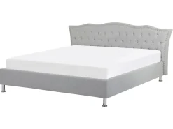 Discount Łóżko METZ 160 x 200 cm Jasnoszary Łóżka Tapicerowane|Łóżka Podwójne
