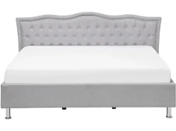 Discount Łóżko METZ 160 x 200 cm Jasnoszary Łóżka Tapicerowane|Łóżka Podwójne