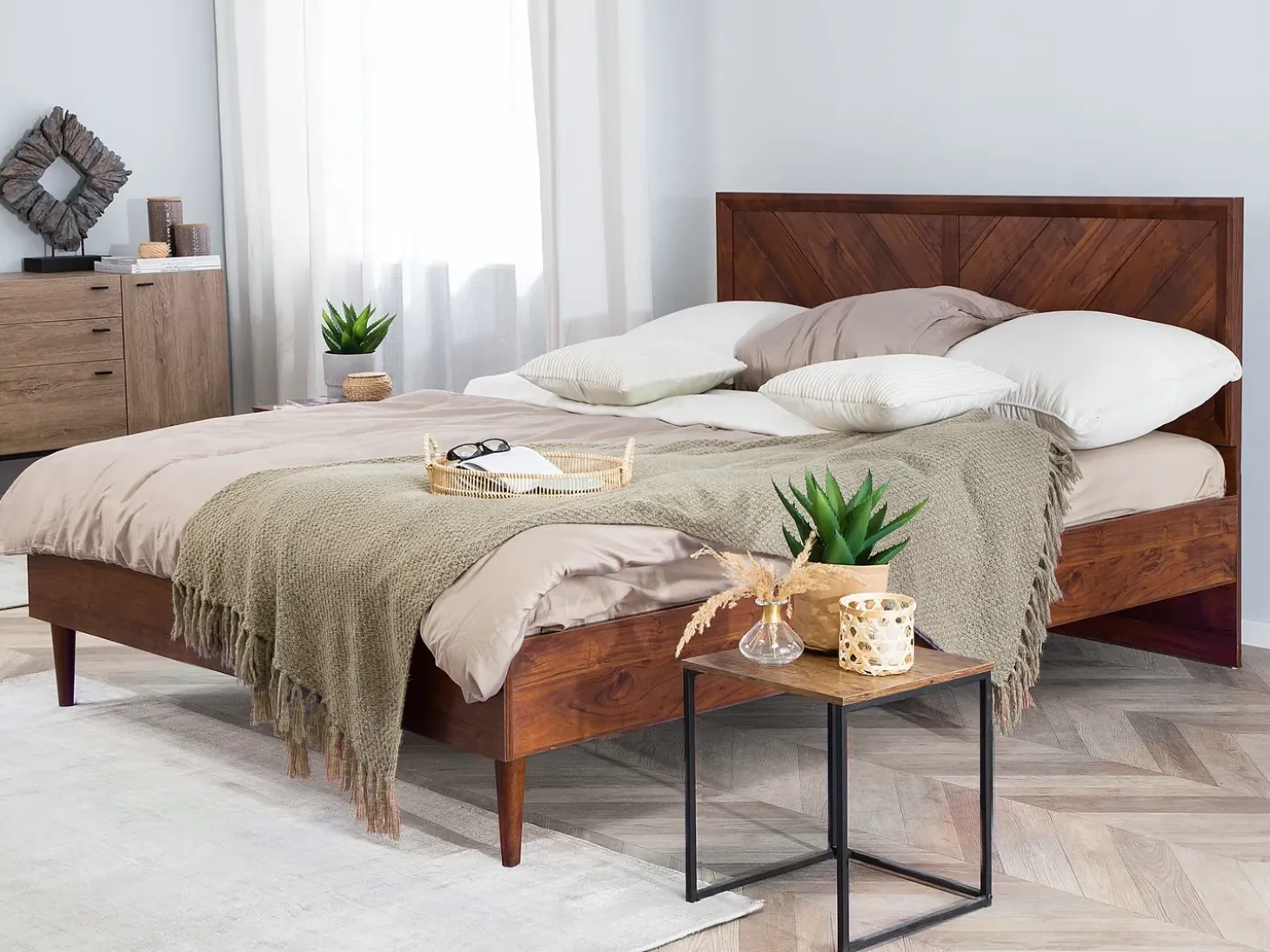 Clearance MIALET 160 x 200 cm Ciemno Łóżka Podwójne|Wszystkie Łóżka