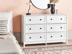 Outlet Komoda 6 szuflad HAZELVALE Biały Szafki I Komody|Szafki I Komody