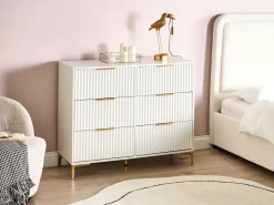 Discount Komoda 6 szuflad WALCOTT Biały Szafki I Komody|Szafki I Komody