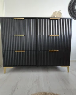 New Komoda 6 szuflad WALCOTT Czarny Szafki I Komody|Szafki I Komody