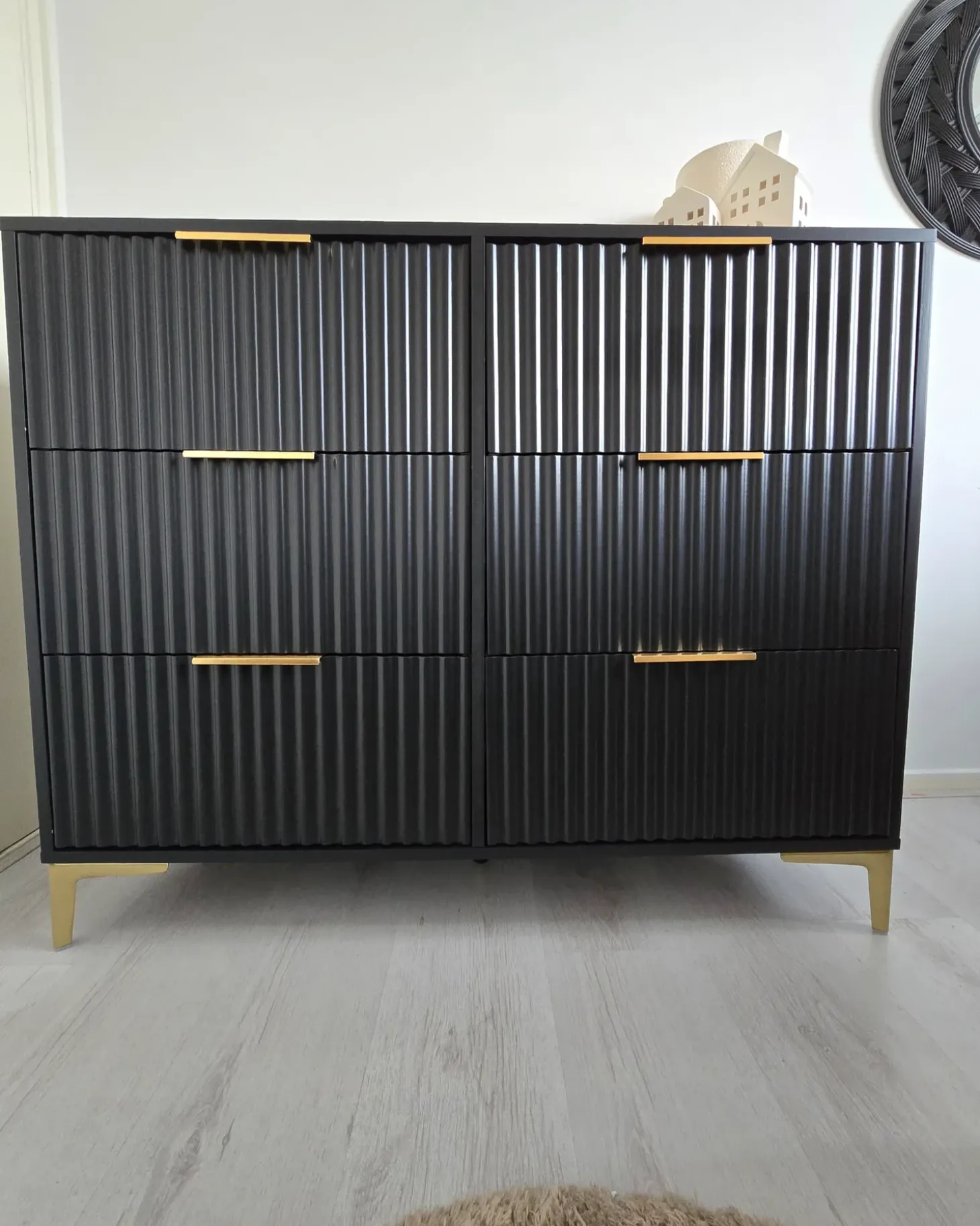 New Komoda 6 szuflad WALCOTT Czarny Szafki I Komody|Szafki I Komody