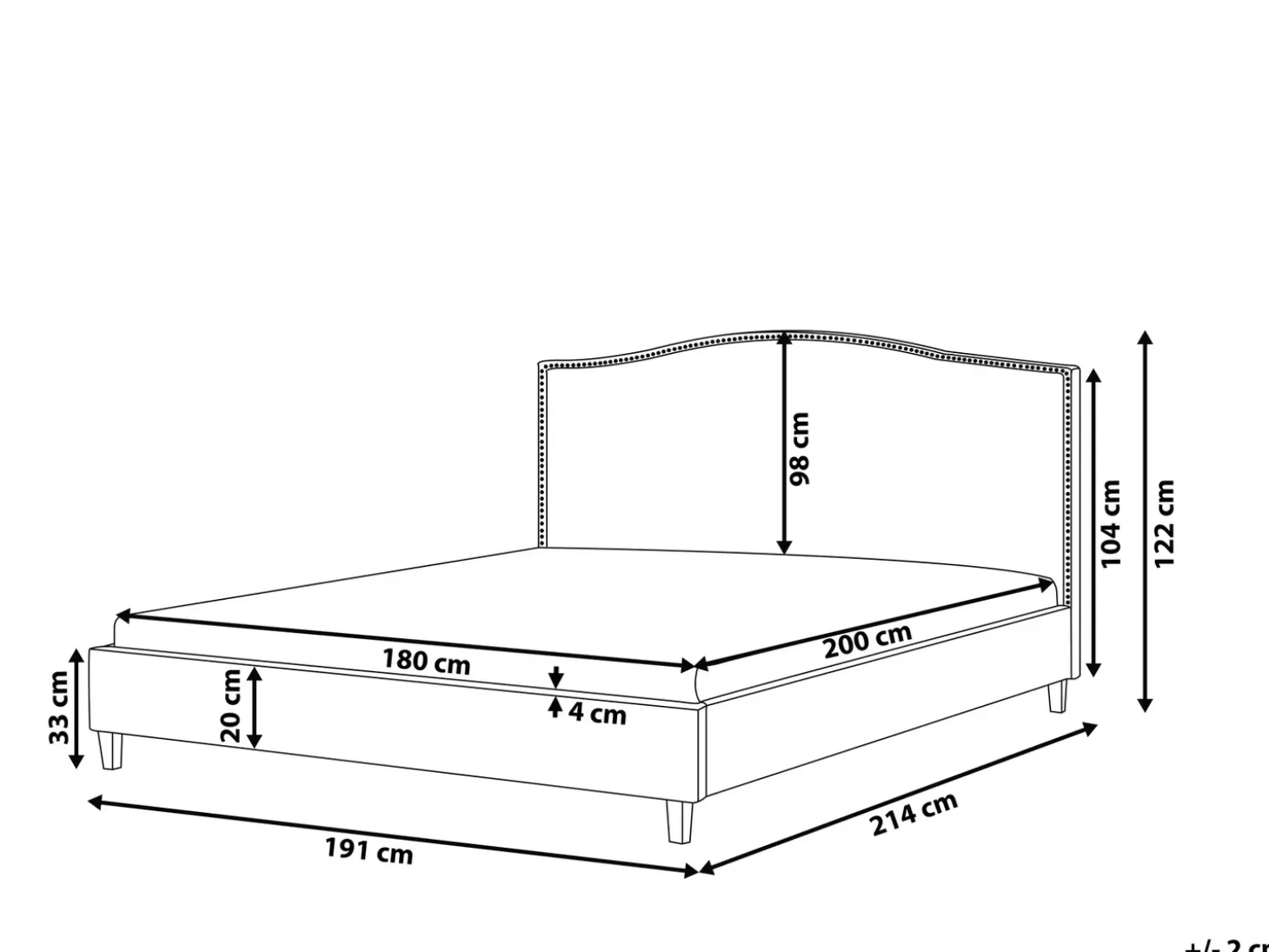 Sale MONTPELLIER 180 x 200 cm LED Biały Łóżka Tapicerowane|Łóżka Podwójne