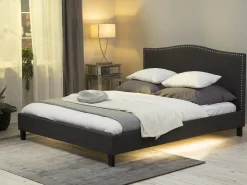 Sale MONTPELLIER 180 x 200 cm LED Biały Łóżka Tapicerowane|Łóżka Podwójne