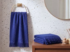 Komplet 2 ręczników ATIU Bawełna frotte Granatowy