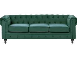 Hot Komplet wypoczynkowy dla 4 osób CHESTERFIELD Welur Szmaragdowy Sofy Tapicerowane|Kolekcje Sof