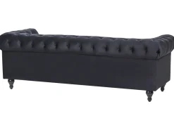 Outlet Komplet wypoczynkowy dla 4 osób CHESTERFIELD Welur Czarny Sofy Tapicerowane|Kolekcje Sof