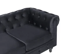 Outlet Komplet wypoczynkowy dla 4 osób CHESTERFIELD Welur Czarny Sofy Tapicerowane|Kolekcje Sof