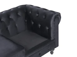 Outlet Komplet wypoczynkowy dla 4 osób CHESTERFIELD Welur Czarny Sofy Tapicerowane|Kolekcje Sof