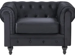 Outlet Komplet wypoczynkowy dla 4 osób CHESTERFIELD Welur Czarny Sofy Tapicerowane|Kolekcje Sof