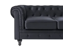 Outlet Komplet wypoczynkowy dla 4 osób CHESTERFIELD Welur Czarny Sofy Tapicerowane|Kolekcje Sof