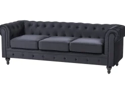Outlet Komplet wypoczynkowy dla 4 osób CHESTERFIELD Welur Czarny Sofy Tapicerowane|Kolekcje Sof