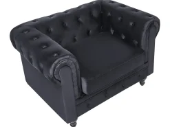 Outlet Komplet wypoczynkowy dla 4 osób CHESTERFIELD Welur Czarny Sofy Tapicerowane|Kolekcje Sof