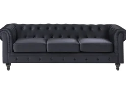 Outlet Komplet wypoczynkowy dla 4 osób CHESTERFIELD Welur Czarny Sofy Tapicerowane|Kolekcje Sof