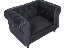 Outlet Komplet wypoczynkowy dla 4 osób CHESTERFIELD Welur Czarny Sofy Tapicerowane|Kolekcje Sof