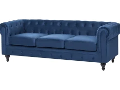 Sale Komplet wypoczynkowy dla 4 osób CHESTERFIELD Welur Granatowy Sofy Tapicerowane|Kolekcje Sof