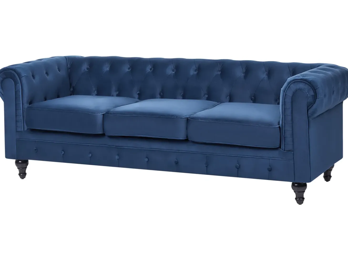 Sale Komplet wypoczynkowy dla 4 osób CHESTERFIELD Welur Granatowy Sofy Tapicerowane|Kolekcje Sof