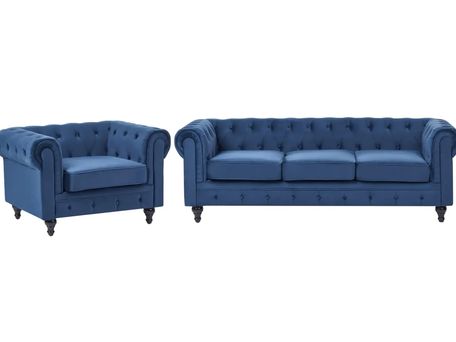 Sale Komplet wypoczynkowy dla 4 osób CHESTERFIELD Welur Granatowy Sofy Tapicerowane|Kolekcje Sof