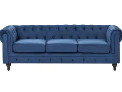 Sale Komplet wypoczynkowy dla 4 osób CHESTERFIELD Welur Granatowy Sofy Tapicerowane|Kolekcje Sof