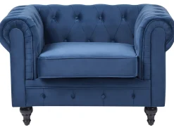 Sale Komplet wypoczynkowy dla 4 osób CHESTERFIELD Welur Granatowy Sofy Tapicerowane|Kolekcje Sof