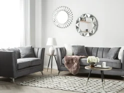 Discount Komplet wypoczynkowy dla 5 osób GAULA Welur Szary Sofy Tapicerowane|Kolekcje Sof