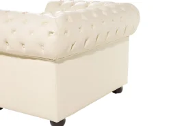 New Komplet wypoczynkowy dla 4 osób CHESTERFIELD Skóra naturalna Jasnobeżowy Kolekcje Sof|Sofy Skórzane