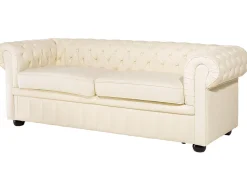 New Komplet wypoczynkowy dla 4 osób CHESTERFIELD Skóra naturalna Jasnobeżowy Kolekcje Sof|Sofy Skórzane