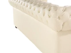 New Komplet wypoczynkowy dla 4 osób CHESTERFIELD Skóra naturalna Jasnobeżowy Kolekcje Sof|Sofy Skórzane