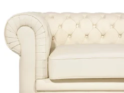 New Komplet wypoczynkowy dla 4 osób CHESTERFIELD Skóra naturalna Jasnobeżowy Kolekcje Sof|Sofy Skórzane