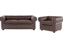 New Komplet wypoczynkowy dla 4 osób CHESTERFIELD Skóra naturalna Kolekcje Sof|Sofy Skórzane