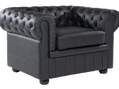 Discount Komplet wypoczynkowy dla 4 osób CHESTERFIELD Skóra naturalna Czarny Kolekcje Sof|Sofy Skórzane