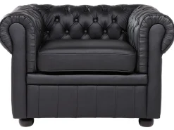 Discount Komplet wypoczynkowy dla 4 osób CHESTERFIELD Skóra naturalna Czarny Kolekcje Sof|Sofy Skórzane