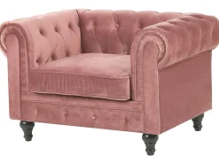 Outlet Komplet wypoczynkowy dla 4 osób CHESTERFIELD Welur Różowy Sofy Tapicerowane|Kolekcje Sof