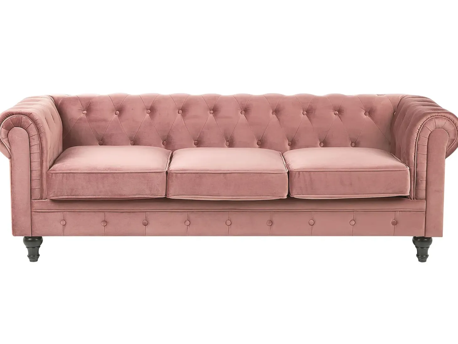 Outlet Komplet wypoczynkowy dla 4 osób CHESTERFIELD Welur Różowy Sofy Tapicerowane|Kolekcje Sof