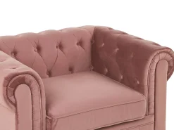 Outlet Komplet wypoczynkowy dla 4 osób CHESTERFIELD Welur Różowy Sofy Tapicerowane|Kolekcje Sof