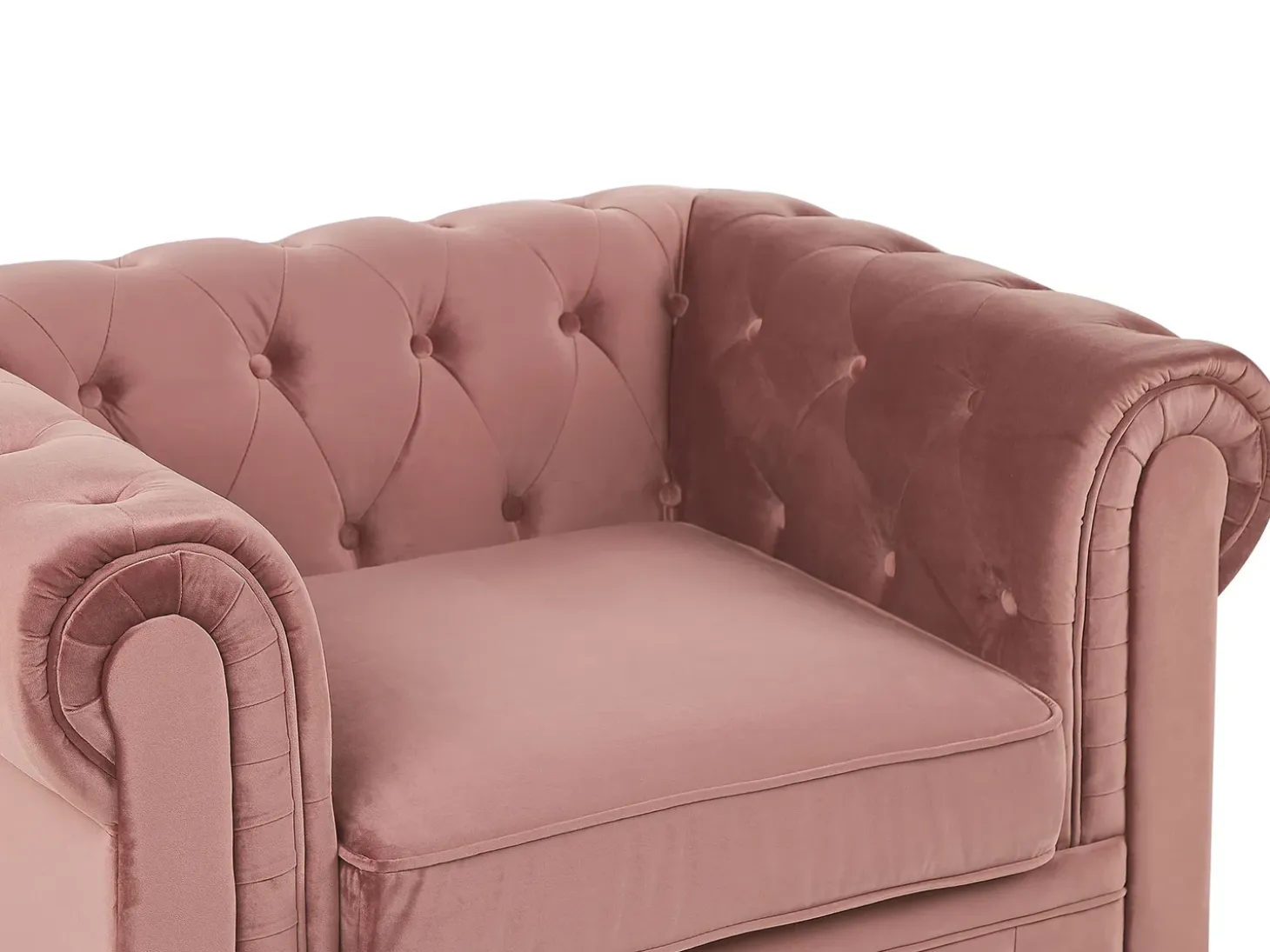 Outlet Komplet wypoczynkowy dla 4 osób CHESTERFIELD Welur Różowy Sofy Tapicerowane|Kolekcje Sof