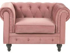 Outlet Komplet wypoczynkowy dla 4 osób CHESTERFIELD Welur Różowy Sofy Tapicerowane|Kolekcje Sof