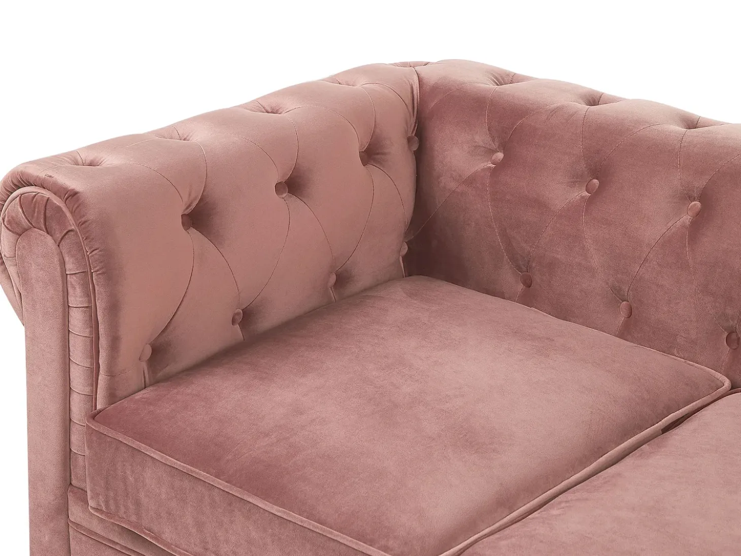 Outlet Komplet wypoczynkowy dla 4 osób CHESTERFIELD Welur Różowy Sofy Tapicerowane|Kolekcje Sof