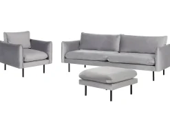 Best Komplet wypoczynkowy dla 5 osób VINTERBRO Welur Szary z otomaną Sofy Tapicerowane|Kolekcje Sof