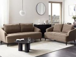 Outlet Komplet wypoczynkowy dla 5 osób HOBRO Jasnobrązowy Sofy Tapicerowane|Kolekcje Sof