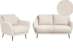 Discount Komplet wypoczynkowy dla 3 osób EIBY Boucle Beżowy Sofy Tapicerowane|Kolekcje Sof