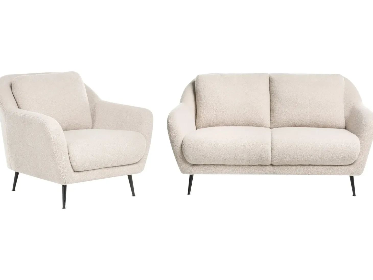 Discount Komplet wypoczynkowy dla 3 osób EIBY Boucle Beżowy Sofy Tapicerowane|Kolekcje Sof