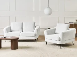 Discount Komplet wypoczynkowy dla 3 osób KJAER Złamana biel Sofy Tapicerowane|Kolekcje Sof